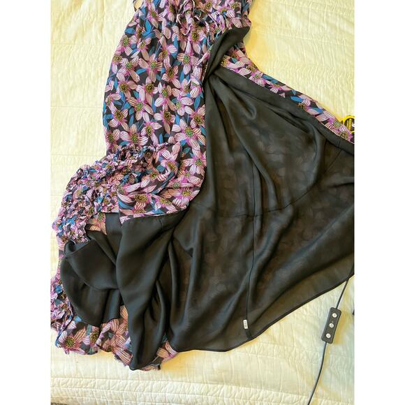 DEREK LAM 10 CROSBY Leilani Dress, Size M, Black Pink Floral, Slip Dress Fairy - Picture 12 of 14